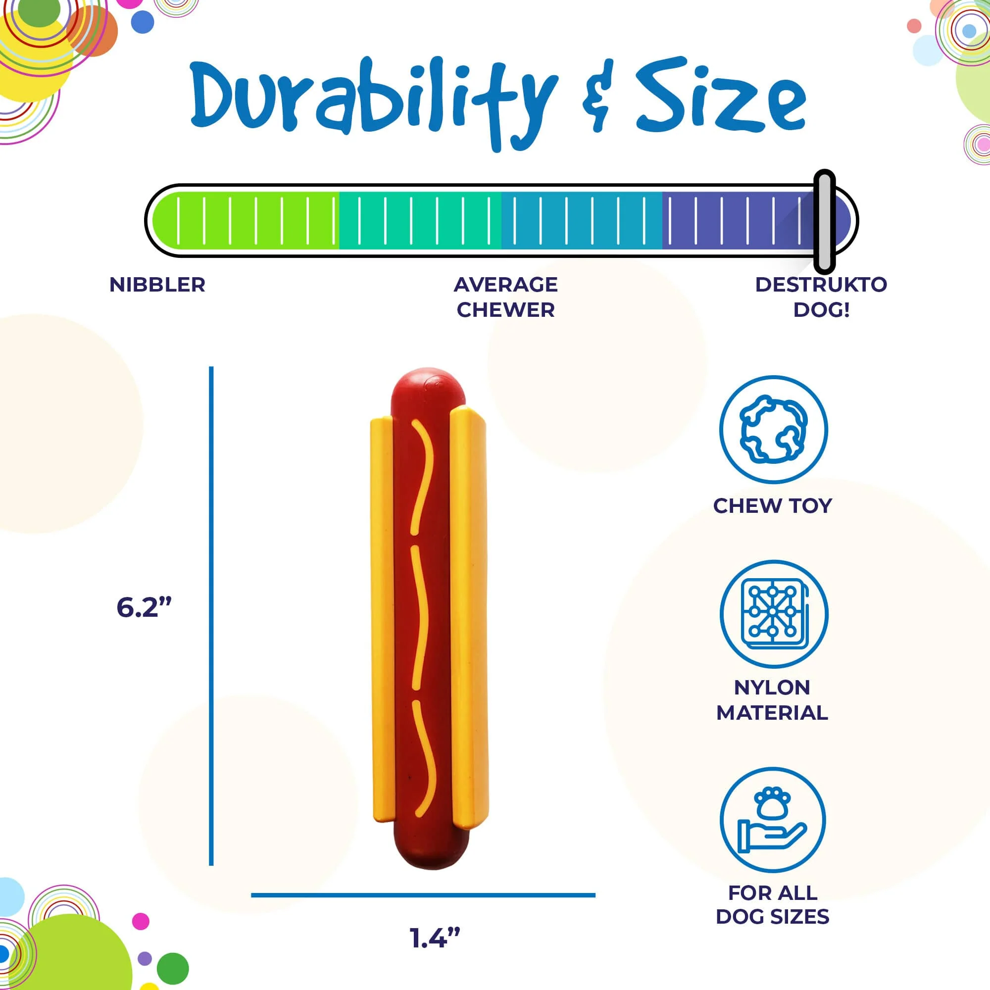 Hot Dog Ultra Durable Nylon Dog Chew Toy - Image 4