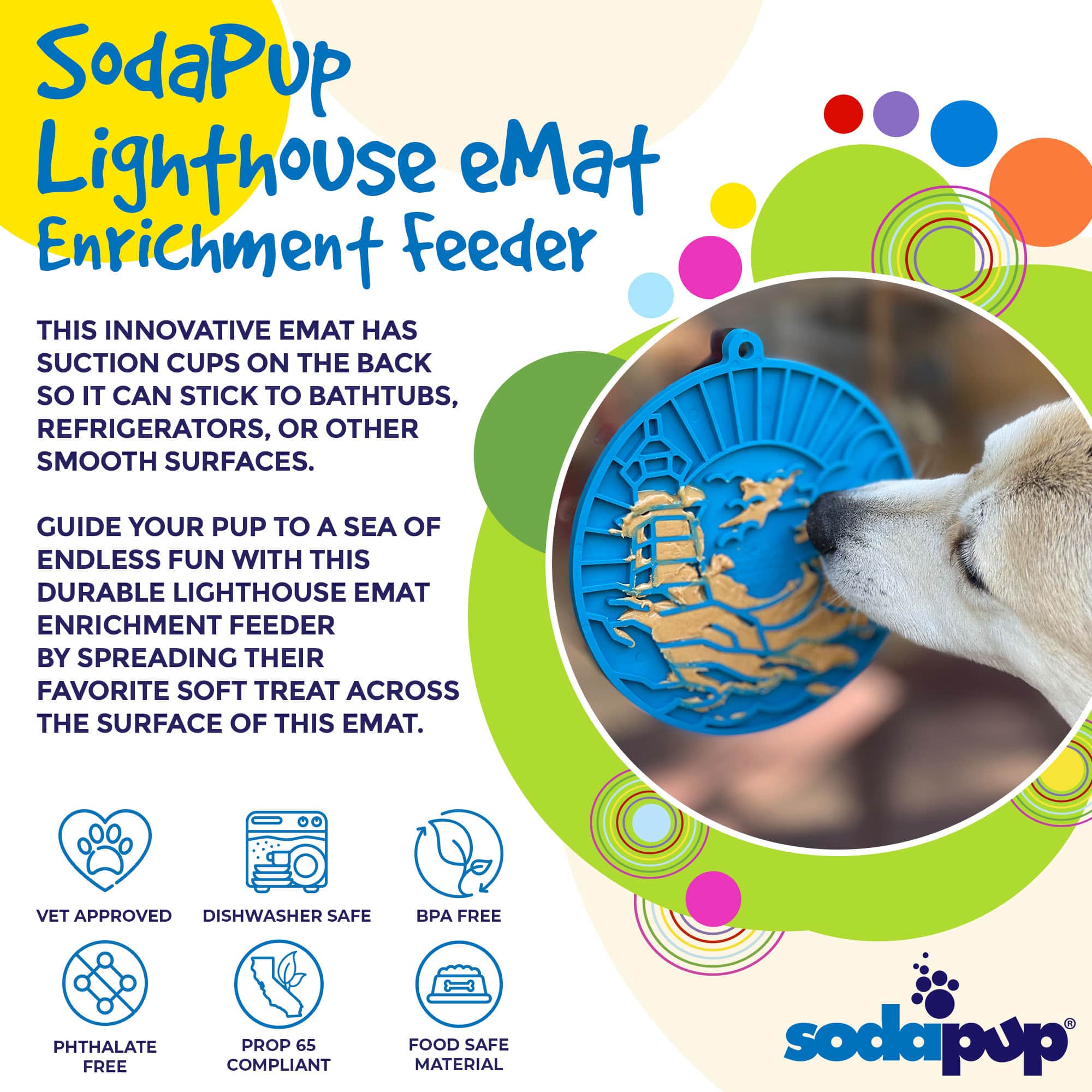 Lighthouse eMat Enrichment Lick Mat With Suction Cups - Image 3